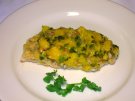 Oven baked chicken with mango salsa